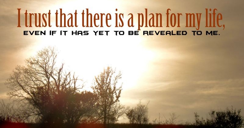 I trust there is a plan for life